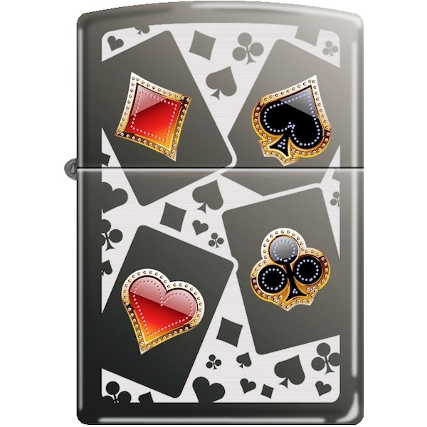 Zippo 2024 Zippo Custom 150 Black Ice Card Suits 2 ZIP-150CI008067 - main